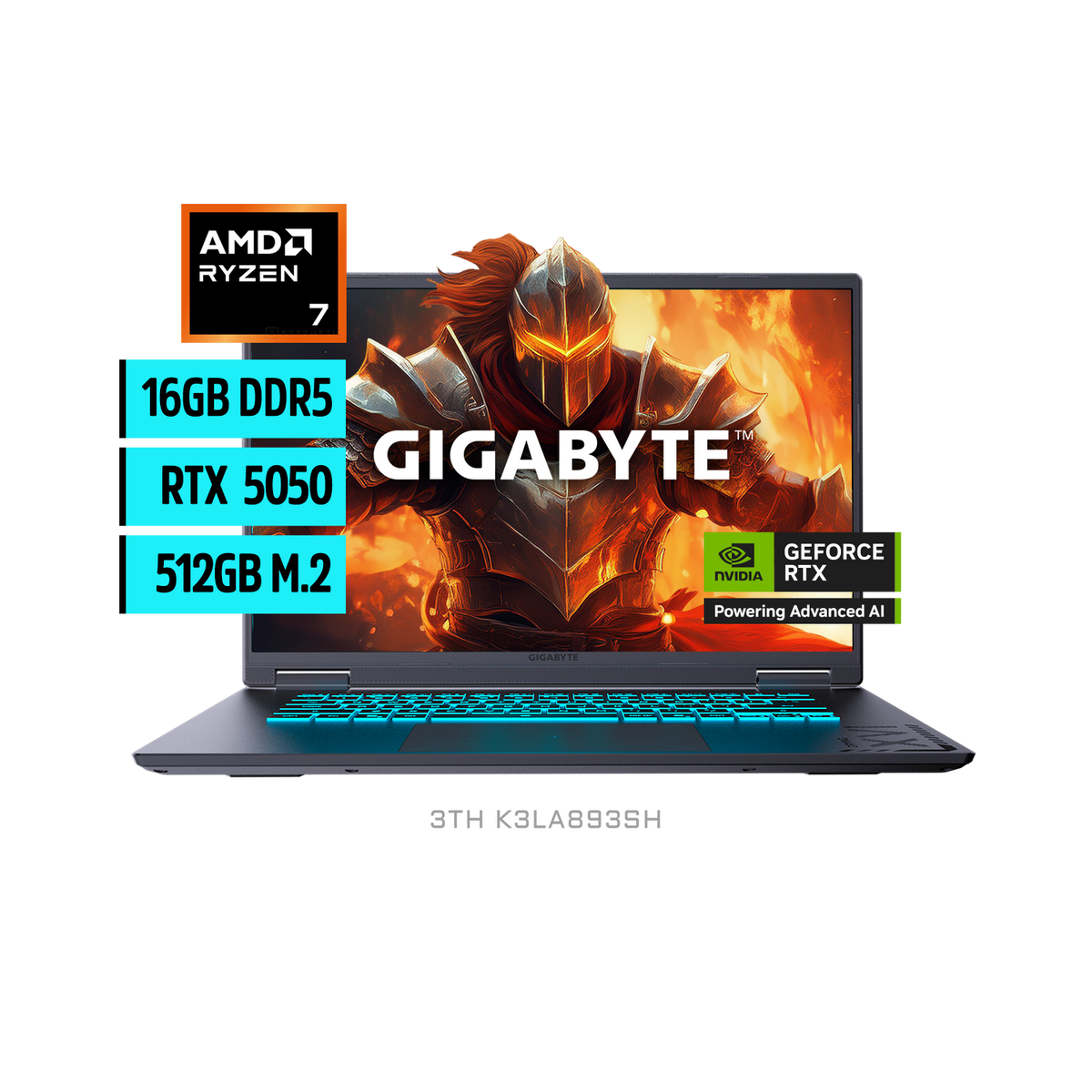 Notebook Gigabyte Gaming A16 3TH, 16" IPS WUXGA 165hz, RTX 5050, Ryzen 7 260, RAM 16GB, 512GB SSD, W11H