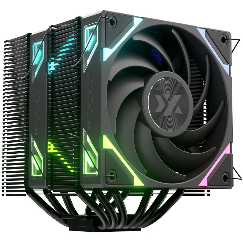 Disipador para CPU XYZ Thermax 6 Duo, 2x Ventiladores Vortex 120mm, 6 Heatpipes, Intel/AMD, Negro