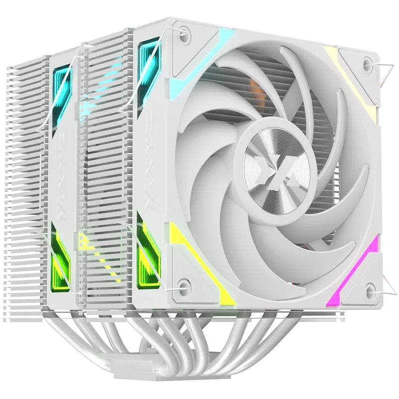 Disipador de CPU XYZ THERMAX 6 Duo, 2x 120mm, 6 Heatpipes, Intel/AMD, ARGB, Blanco
