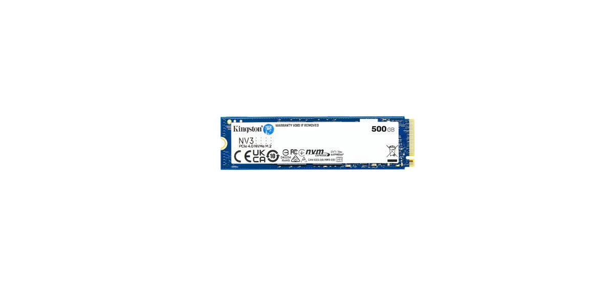 Unidad SSD Kingston NV3, 500GB, M.2 2280, NVMe PCIe 4.0 x4, Lectura 5000MB/s Escritura 3000MB/s