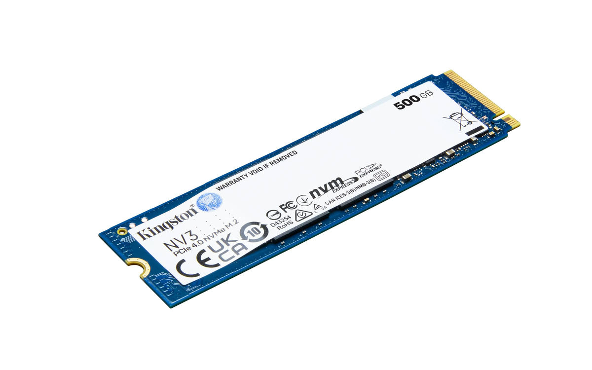 Unidad SSD Kingston NV3, 500GB, M.2 2280, NVMe PCIe 4.0 x4, Lectura 5000MB/s Escritura 3000MB/s