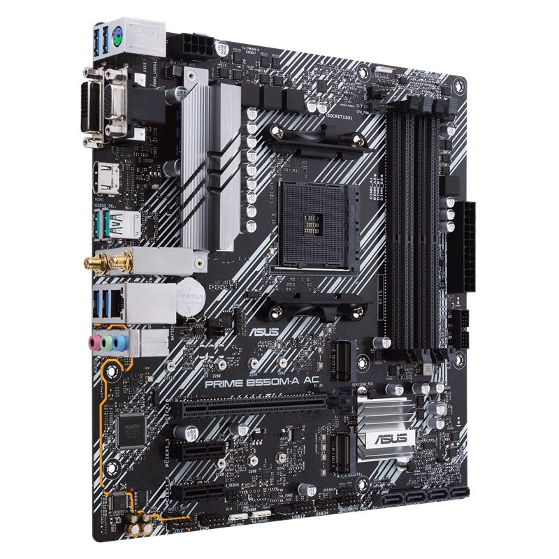 Placa Madre ASUS PRIME B550M-A AC, Socket AM4, 4x DDR4, Wi-Fi, Micro-ATX